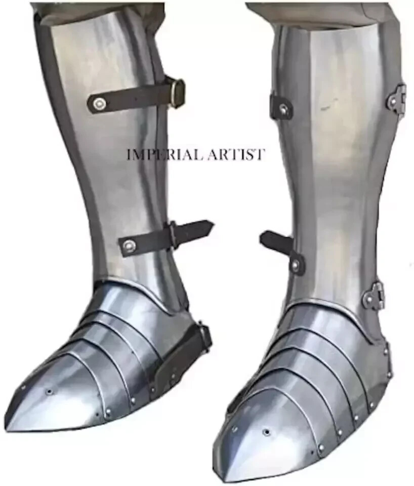 Medieval Steel Greaves Armour Pair With Sabaton Sca Combat Fighting Armour Medieval Steel Greaves Armour Pair With Sabaton Sca Combat Fighting Armour