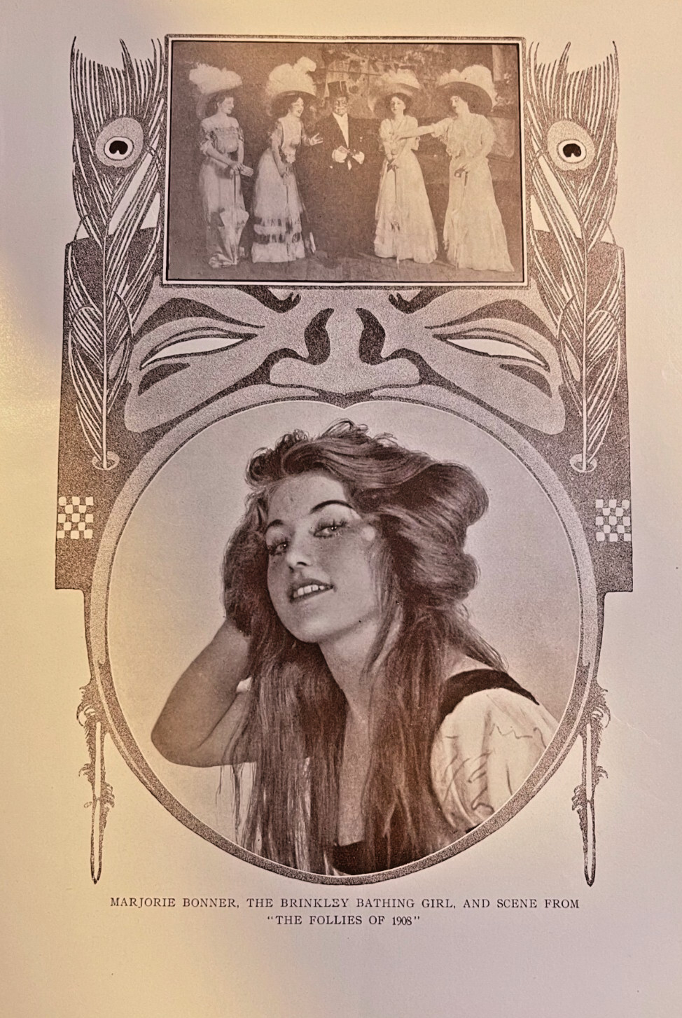 1908 Vintage Magazine Illustration Actress Marjorie Bonner Follies of 1908