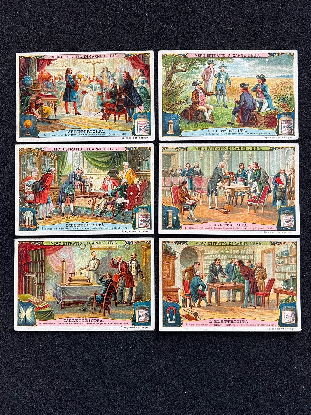 1907 NIKOLA TESLA ROOKIE LIEBIG Benjamin Franklin card set Italia Variant