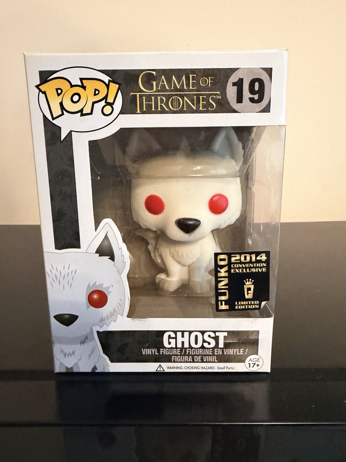 Funko Pop Game of Thrones #19 Ghost Flocked Figure 2014 SDCC Exclusive, Vaulted