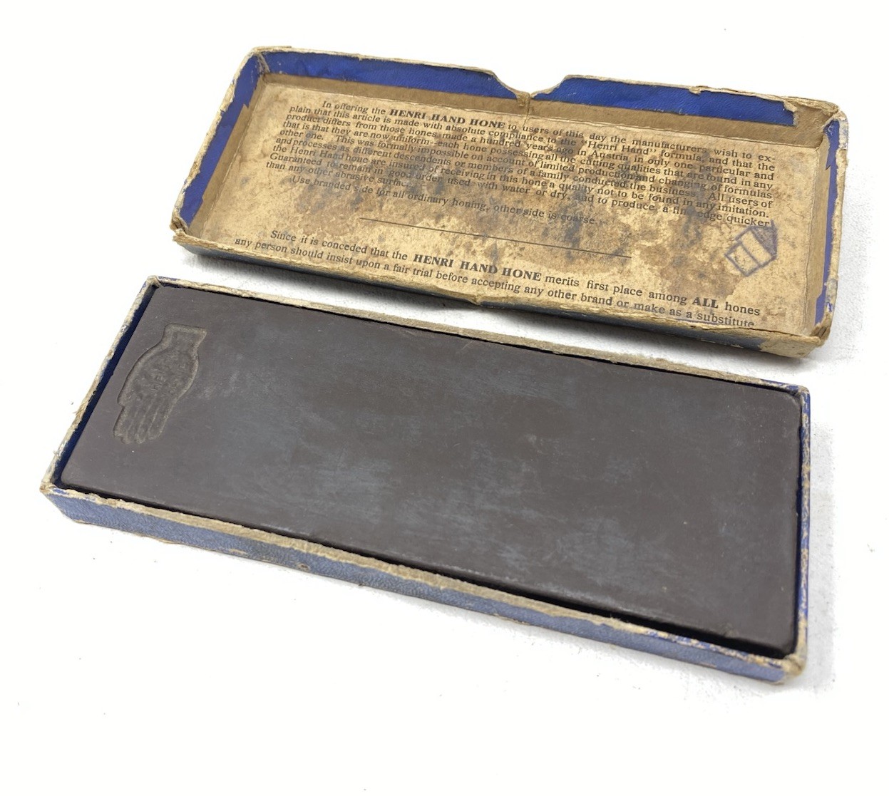 Vintage Henri Hand Hone Uncommon Rare Razor Hone Sharpening Stone In Orig Box