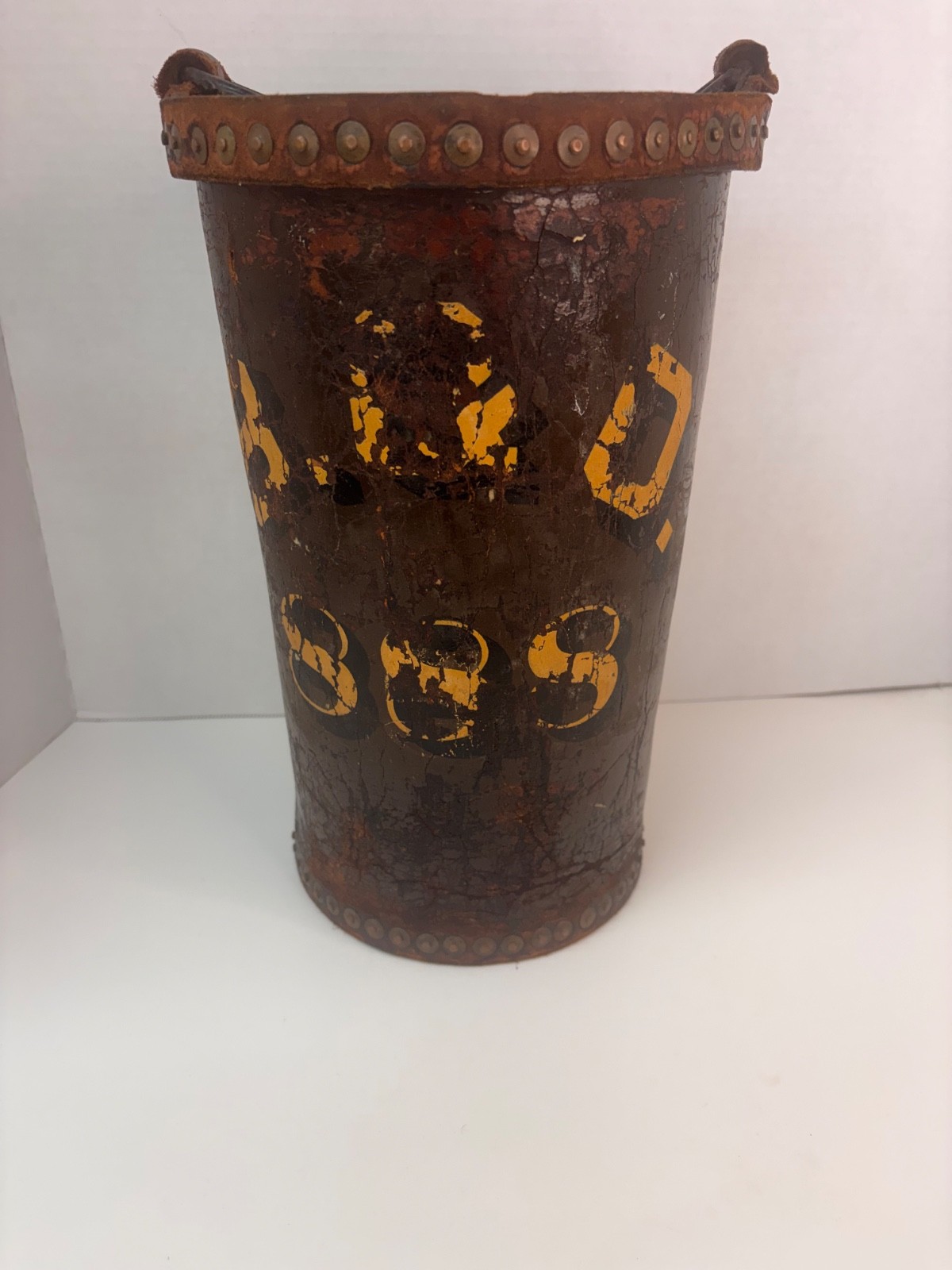 Antique B&O Railroad 1800's Leather Riveted Fire Bucket Engine 888