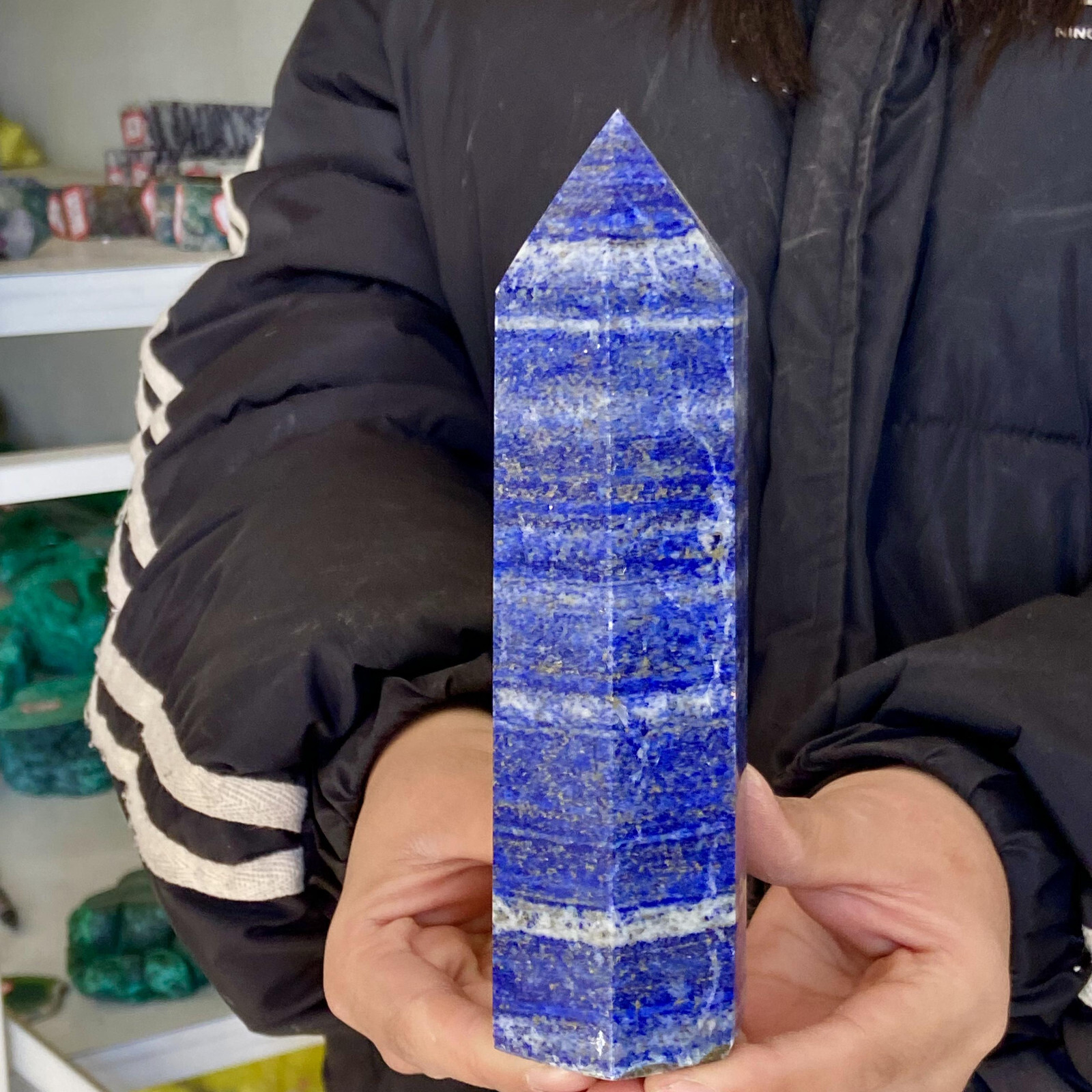 1.43LB Natural Lapis Lazuli quartz crystal single point tower healing
