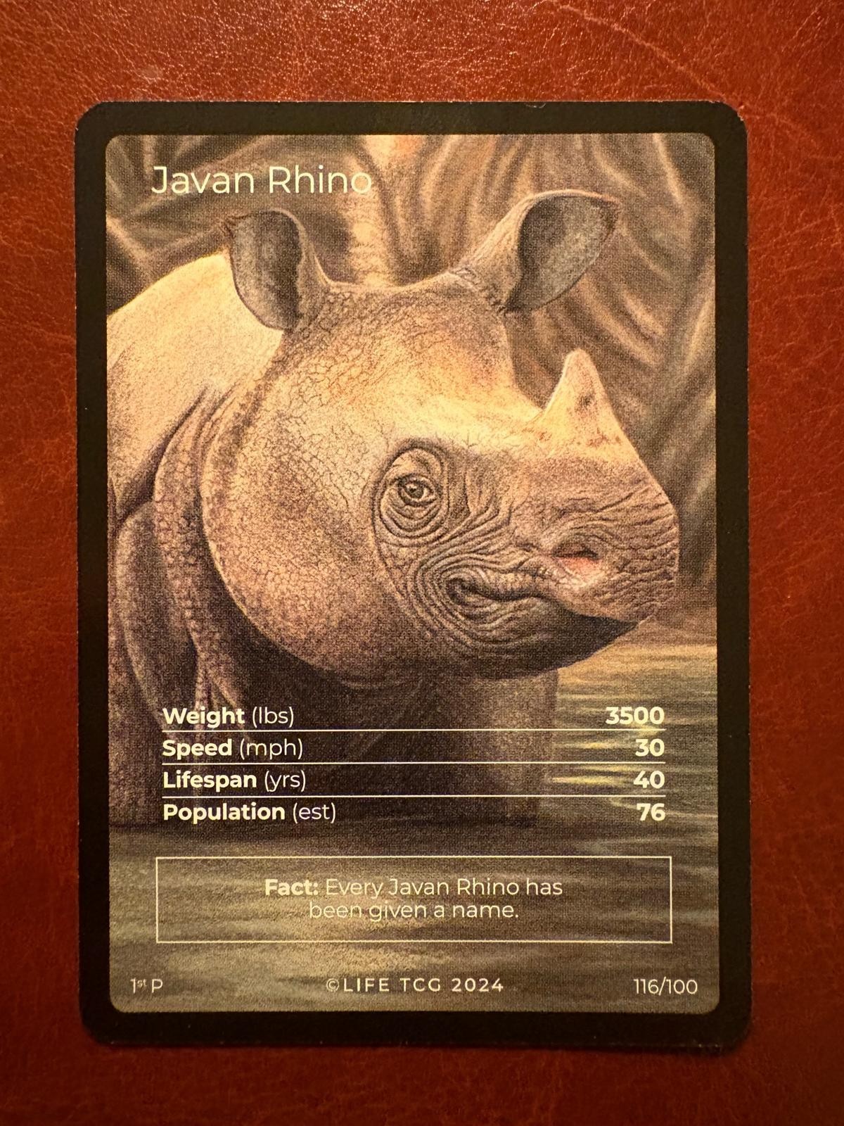 Life TCG - Javan Rhino 116/100 Promo Full Art - POP 76