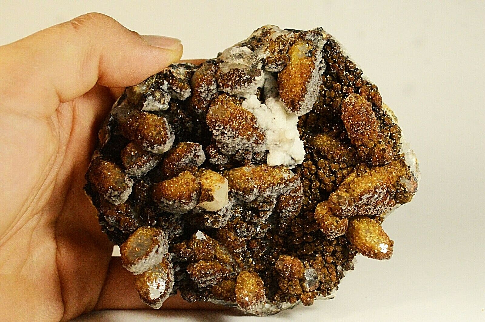 Small Siderite Crystals on Quartz Cluster 351g Mineral Specimen Collection 