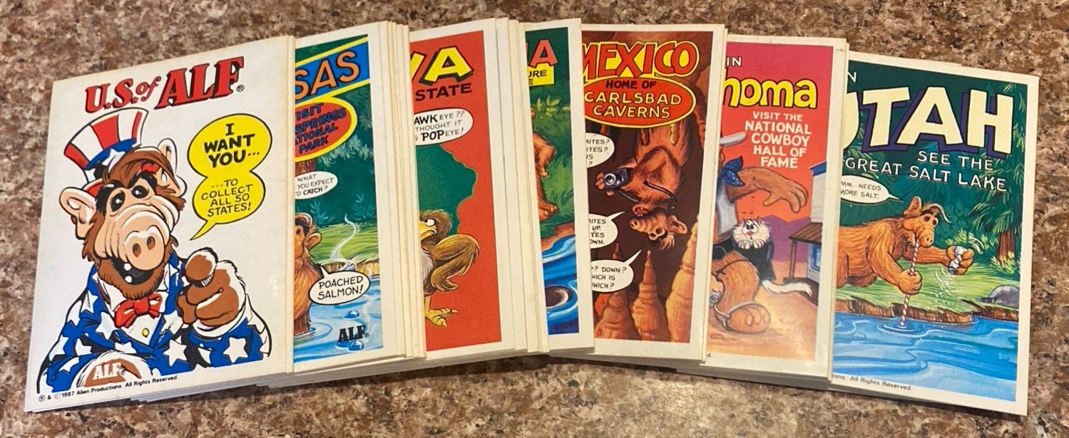 Vintage 1987 US of ALF Trading Cards Stick Alien Productions TV Show, COMPLETE