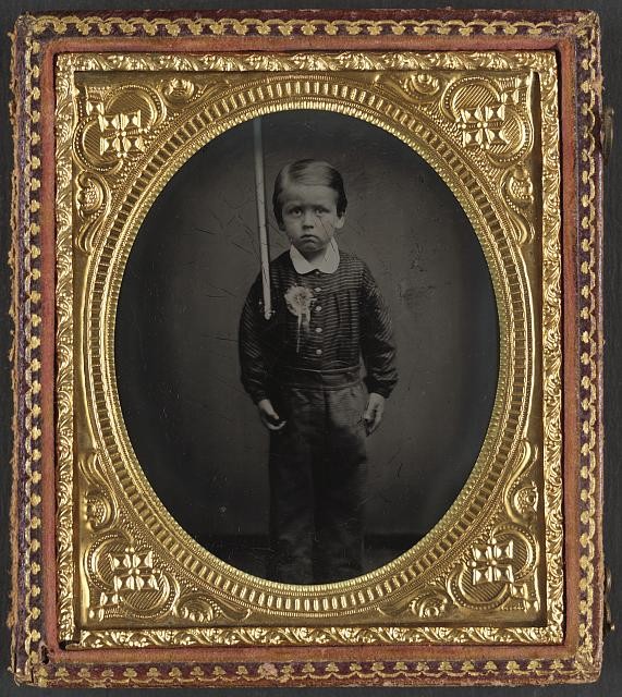 Photo:Unidentified Boy Secession Badge Rifle 1860s Civil War Portrait