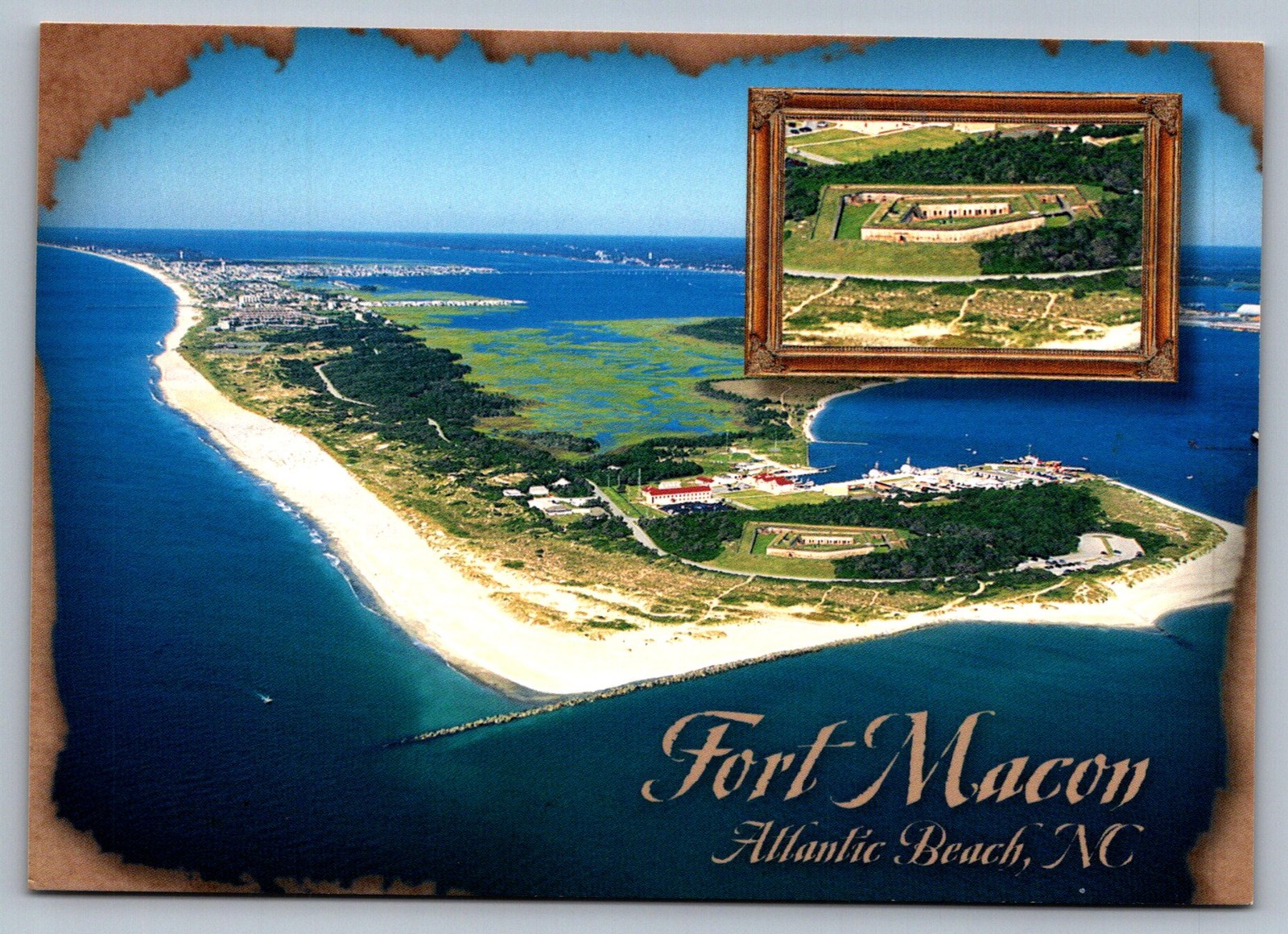 1990s Fort Macon Aerial View Atlantic Beach NC Postcard
