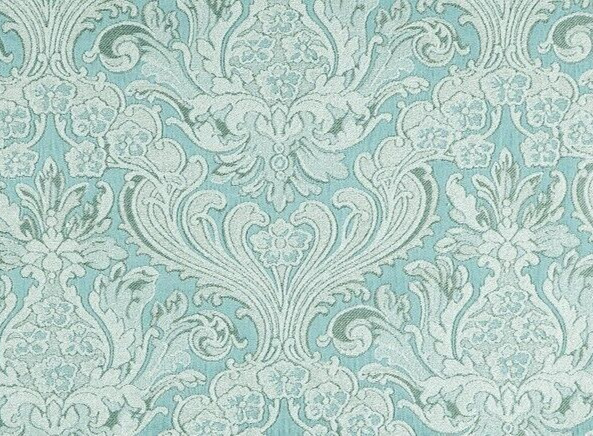 Sold by Pair 2 DRAPES Balenciaga Chenille Damask in Robin Blue Neoclassical NEW