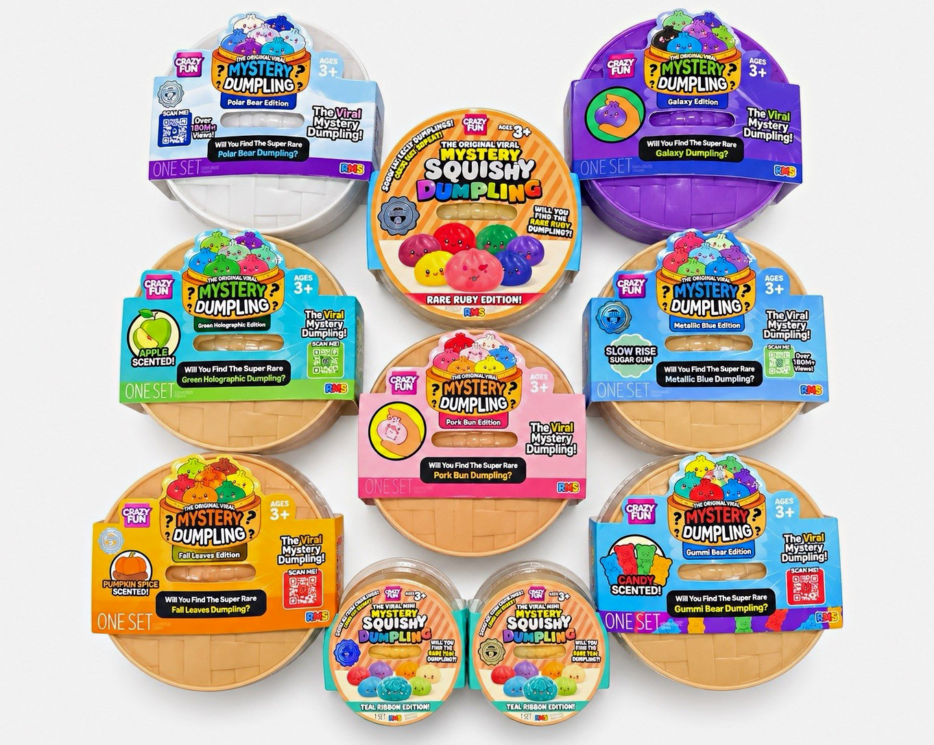 RMS Mystery Dumpling Squishy Lot of 10 Rare Editions Galaxy Polar Bear Gummi