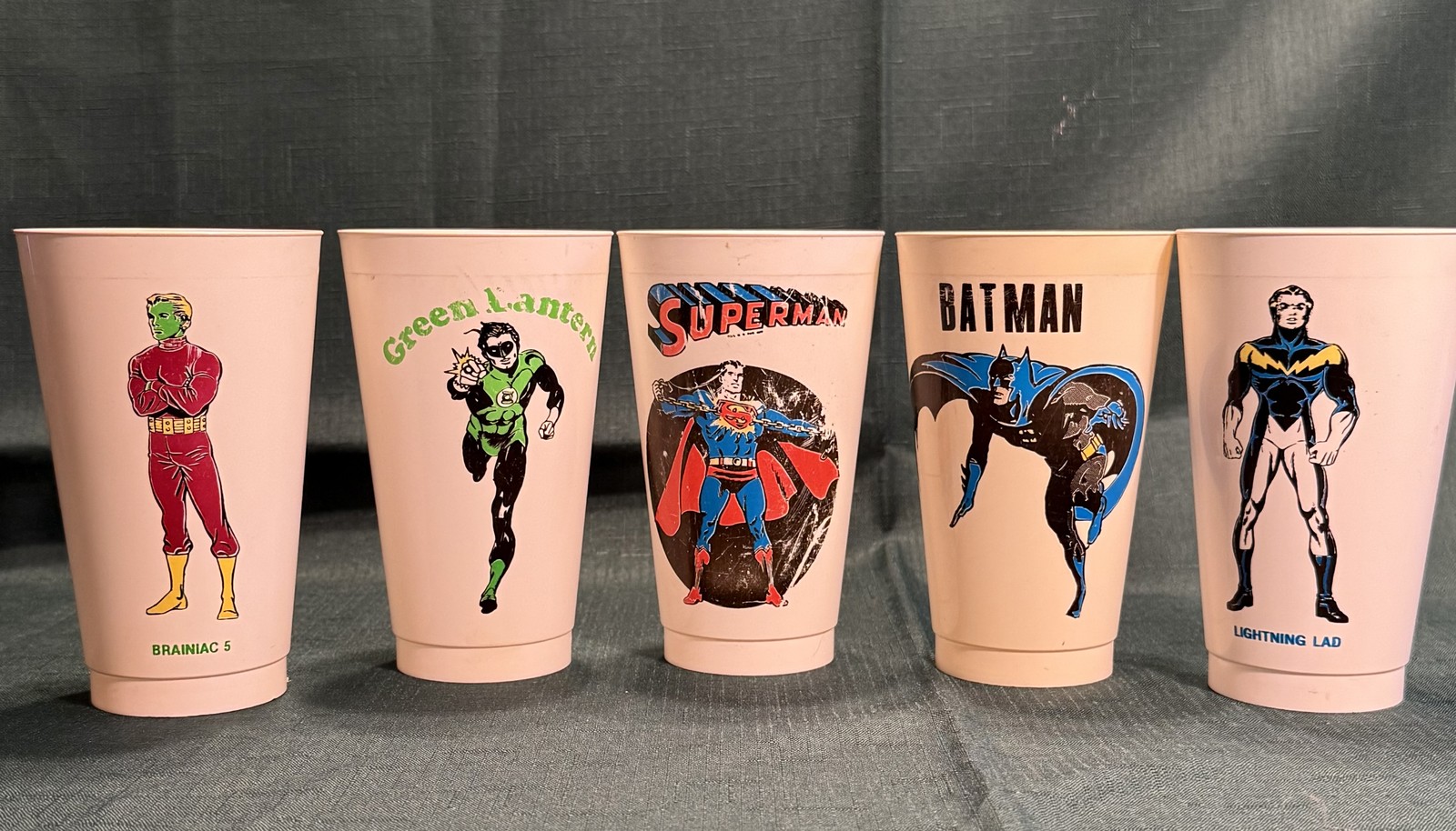 Vintage 1976 7-Eleven DC Comics Slurpee Cup Set of 5 - Batman Superman Green...