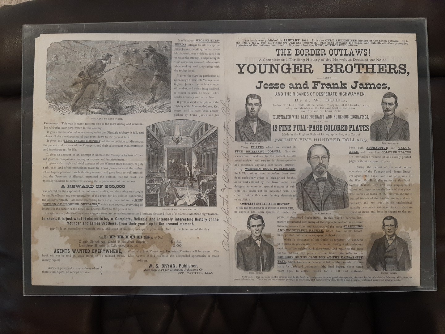 RARE 1880s W.S. Bryan Publisher's Prospectus - Border Outlaws Jesse/Frank James