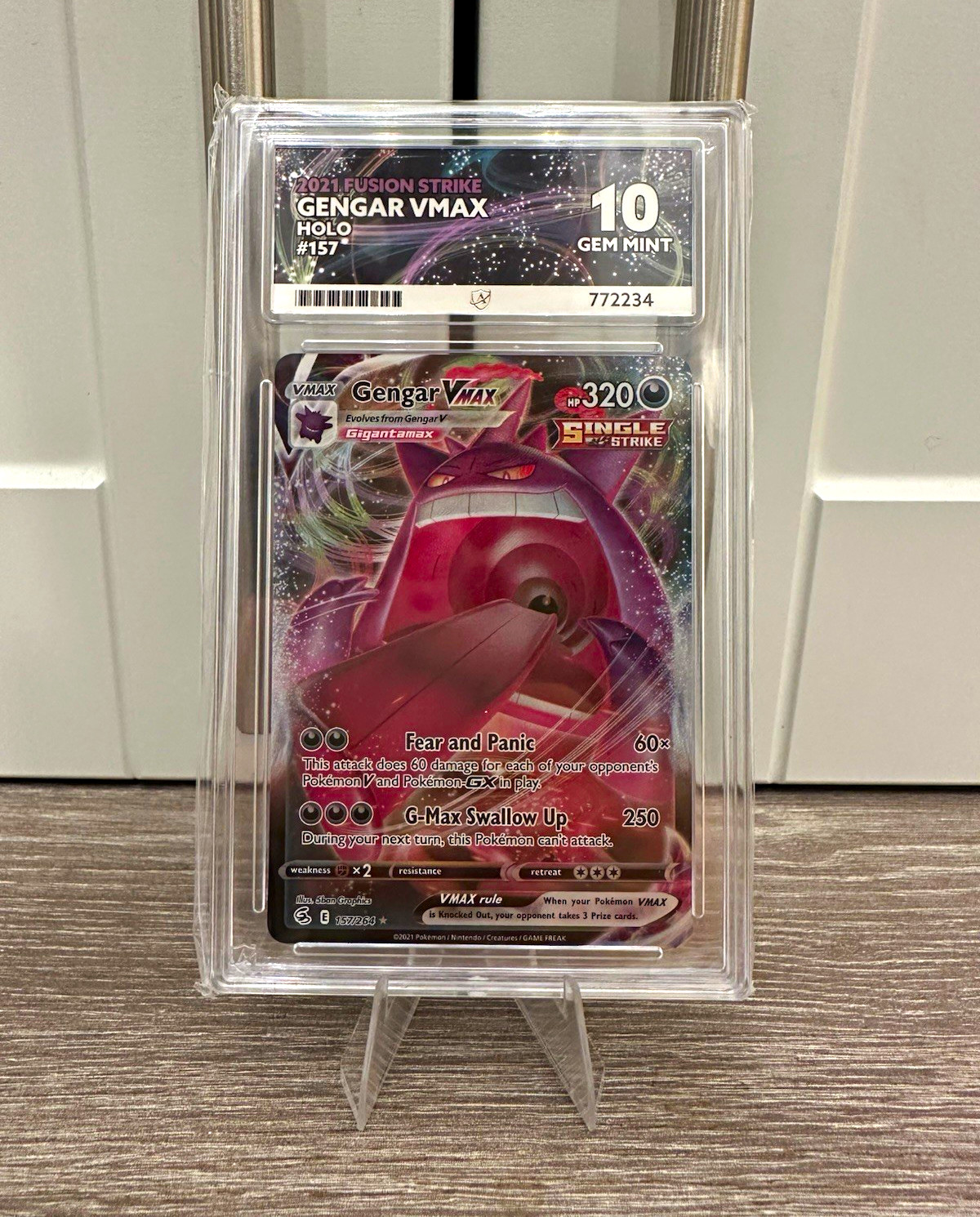 Pokémon TCG 2021 Fusion Strike Gengar VMAX Holo 157/264 ACE Grading 10
