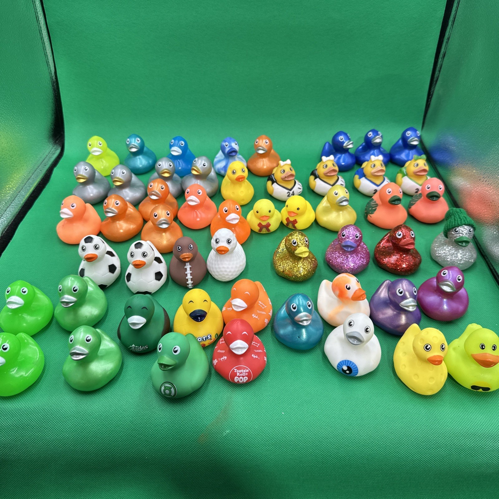 Large Lot of Rubber Ducks Jeep Mixed Themes Holiday Animals Characters 52 Pieces