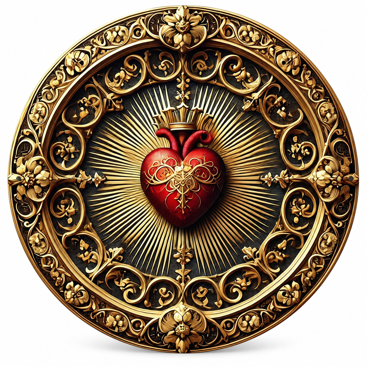 Sacred Heart of Jesus Metal Wall Art Catholic Religious Vintage Gold Decor