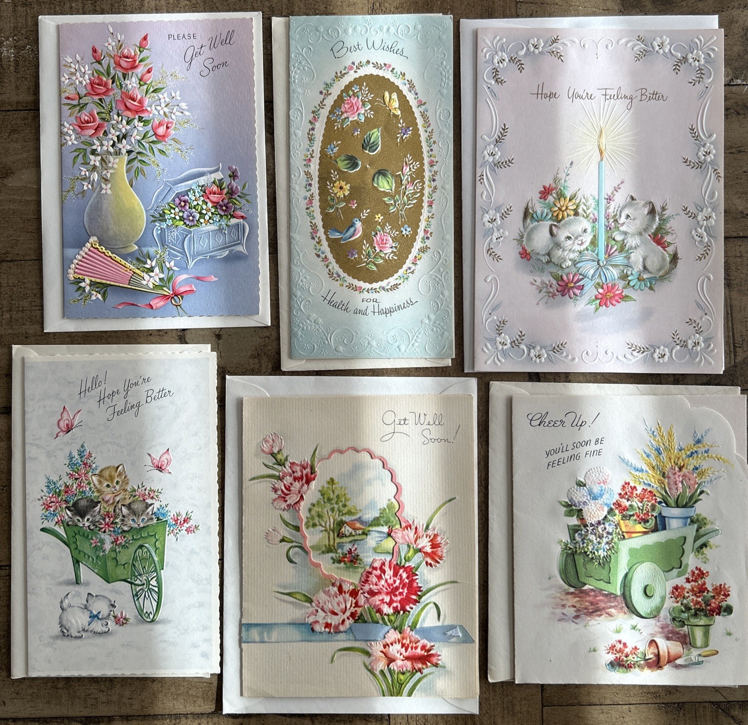 Lot of 6 Vintage Get Well Greeting Cards