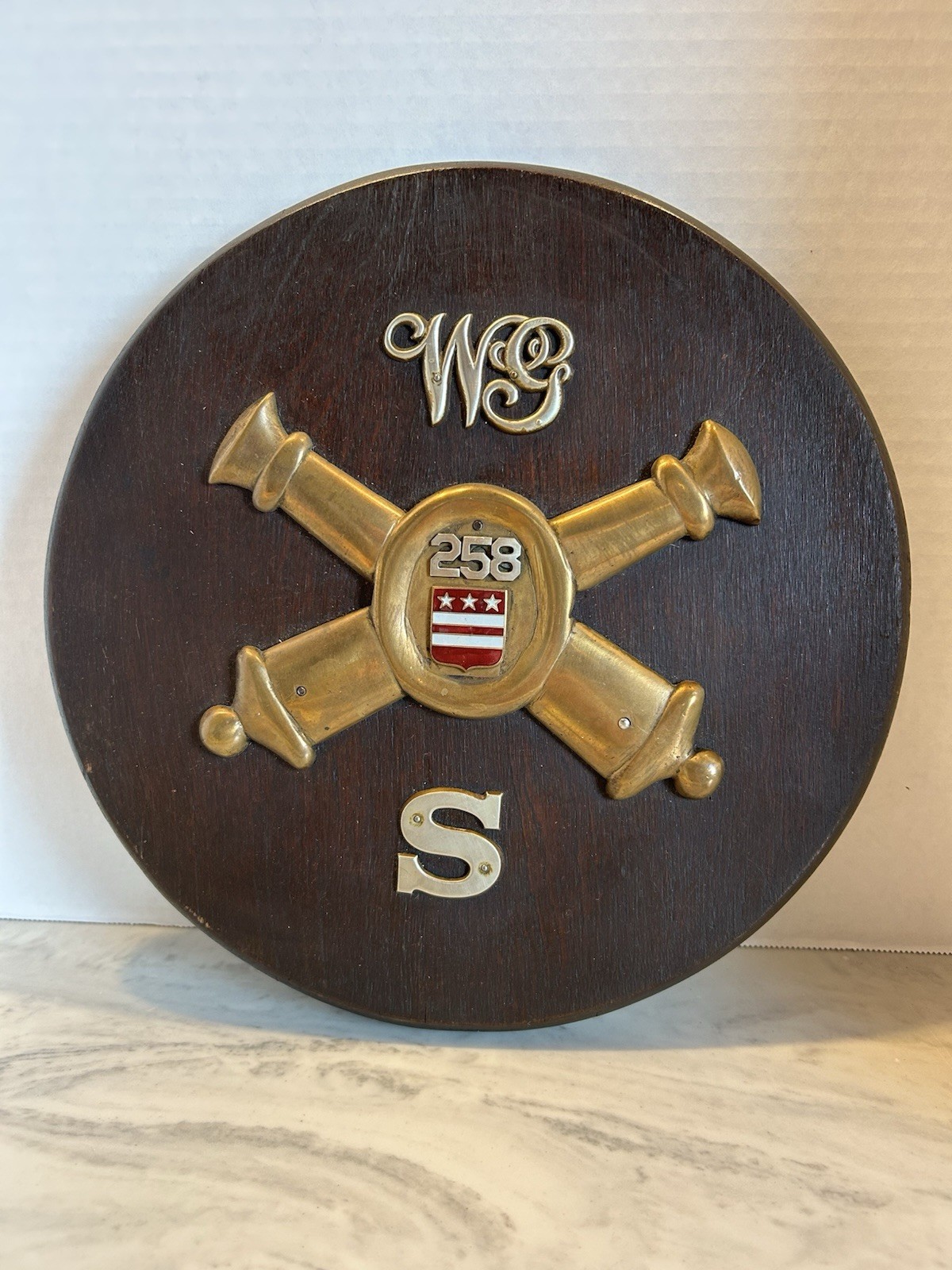 WWII US Army 258th FieldArtillery Battalion Wooden WallPlaque