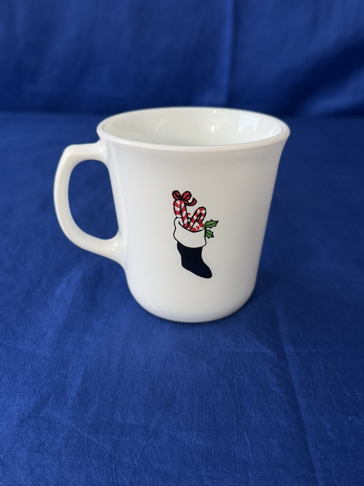 VTG Rare Pyrex Employee Happy Holidays 1984 Stocking Candy Cane Christmas Mug