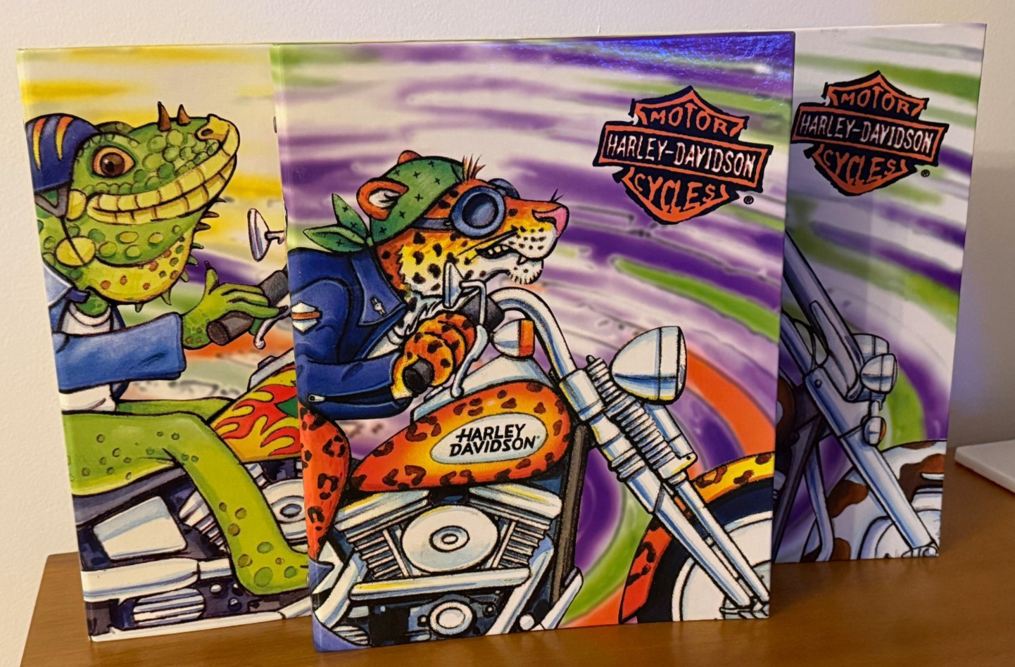 Lot (3) Harley Davidson Cycle Critters Binders Spike Bull Spot Trapper Keeper