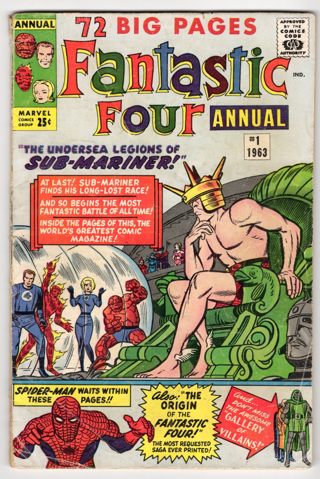 Fantastic Four Annual 1 1963 Marvel Comics G+ 2.5 Namor Spider-Man Doctor Doom