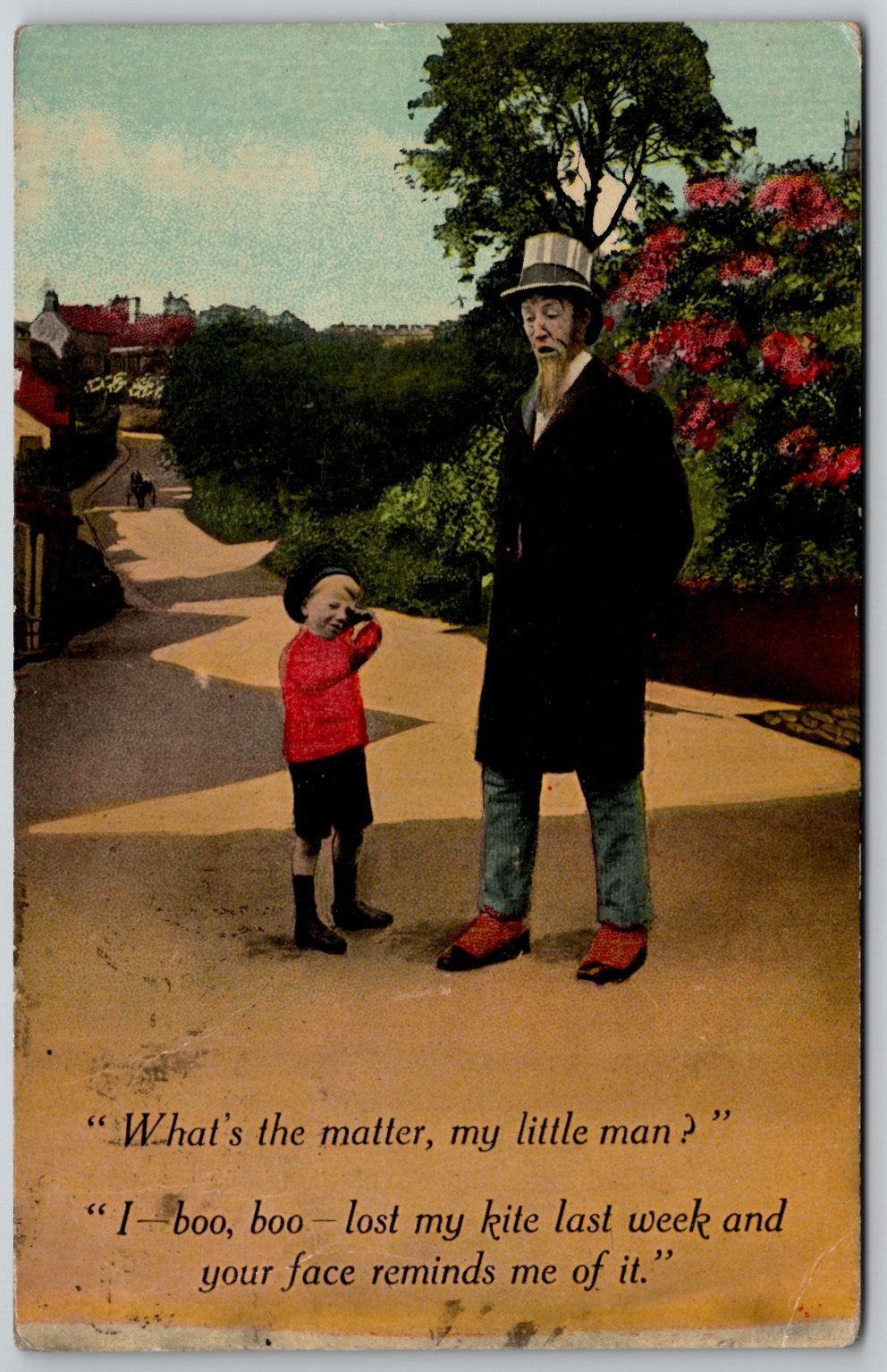 Vintage Bamforth's Comics Postcard Humorous Man & Crying Boy Kite Joke