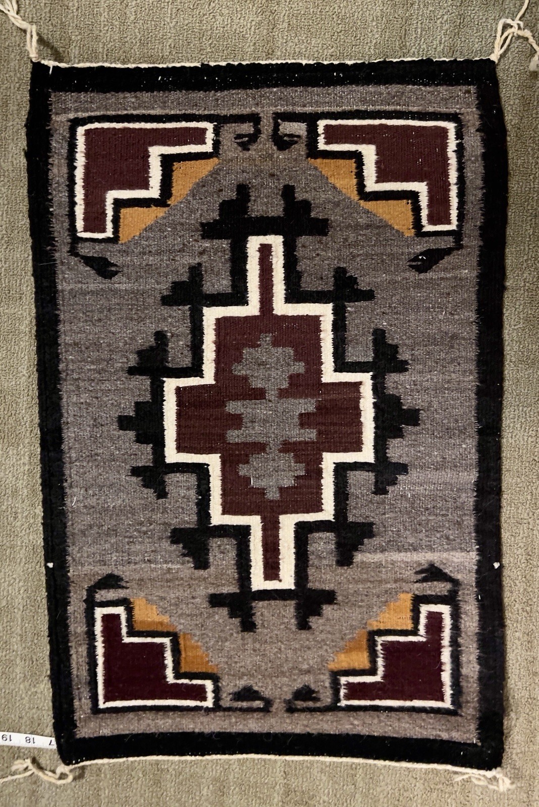 Vintage Handwoven Wool Rug/Wall Hanging Southwestern Geometric 18x28