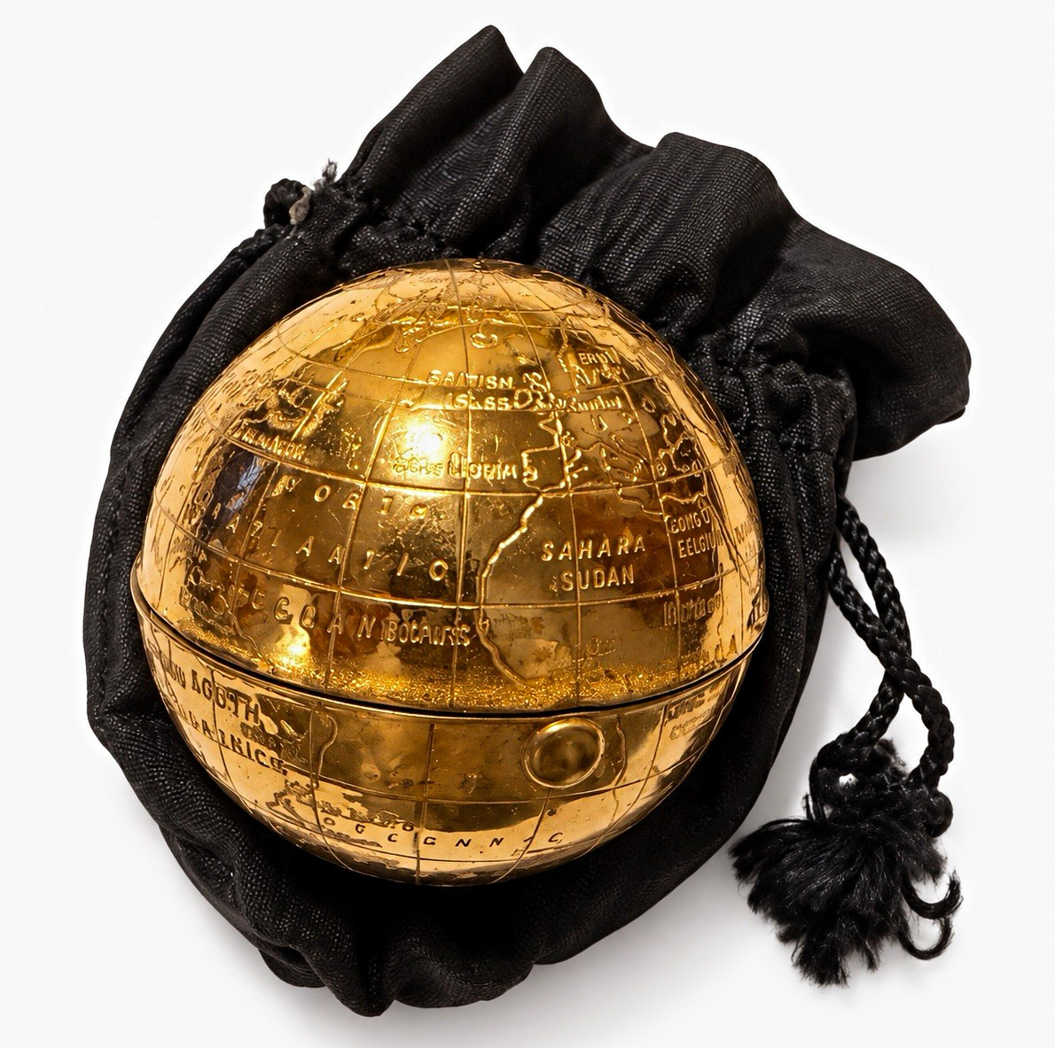 Vintage 1950s Pygmalion Globe Powder Compact w/ Puff Mirror & Original Pouch