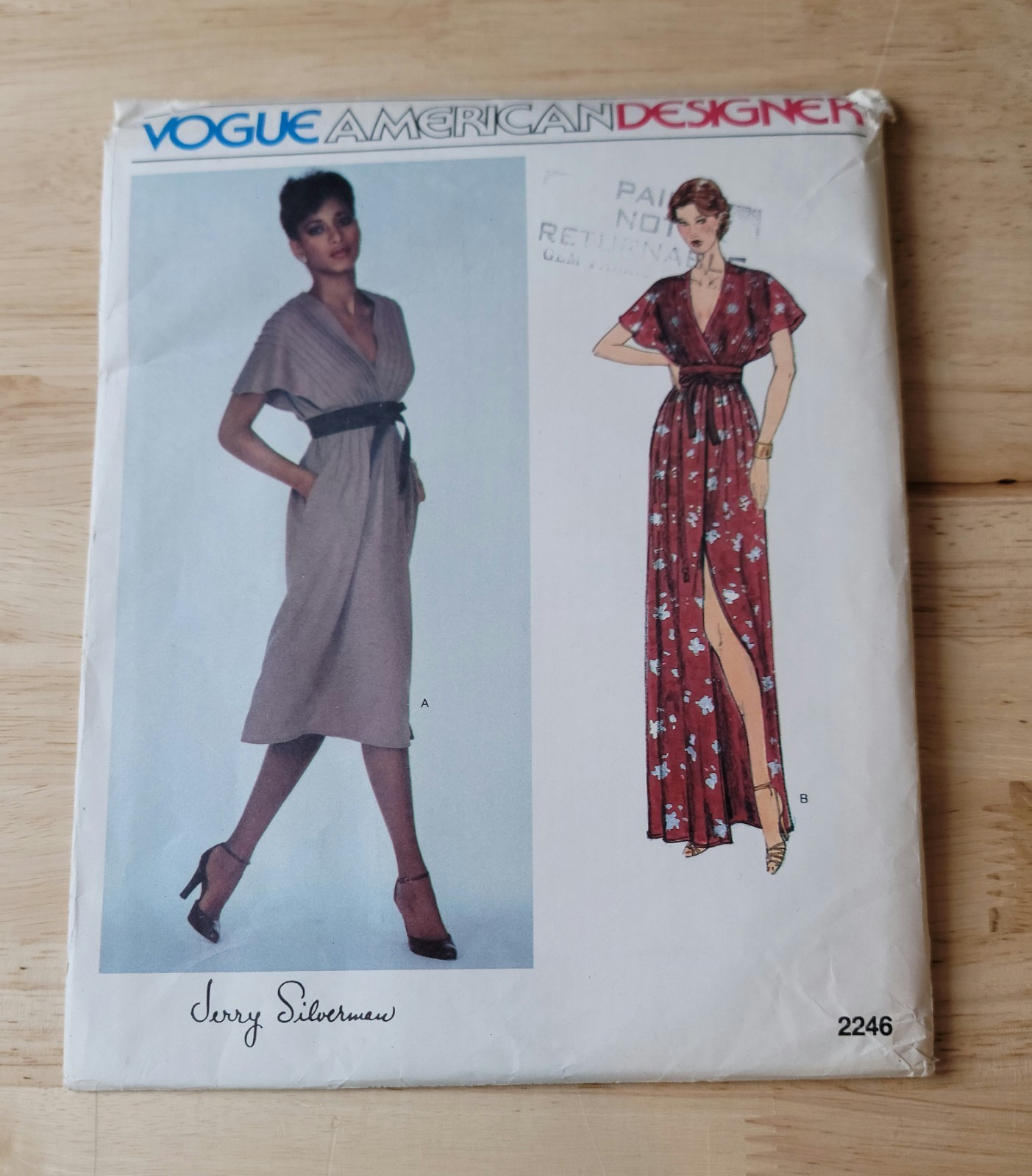 Vogue American MISSES DRESS & BELT #2246 Jerry Silverman Size: 14 ©1979 UNCUT