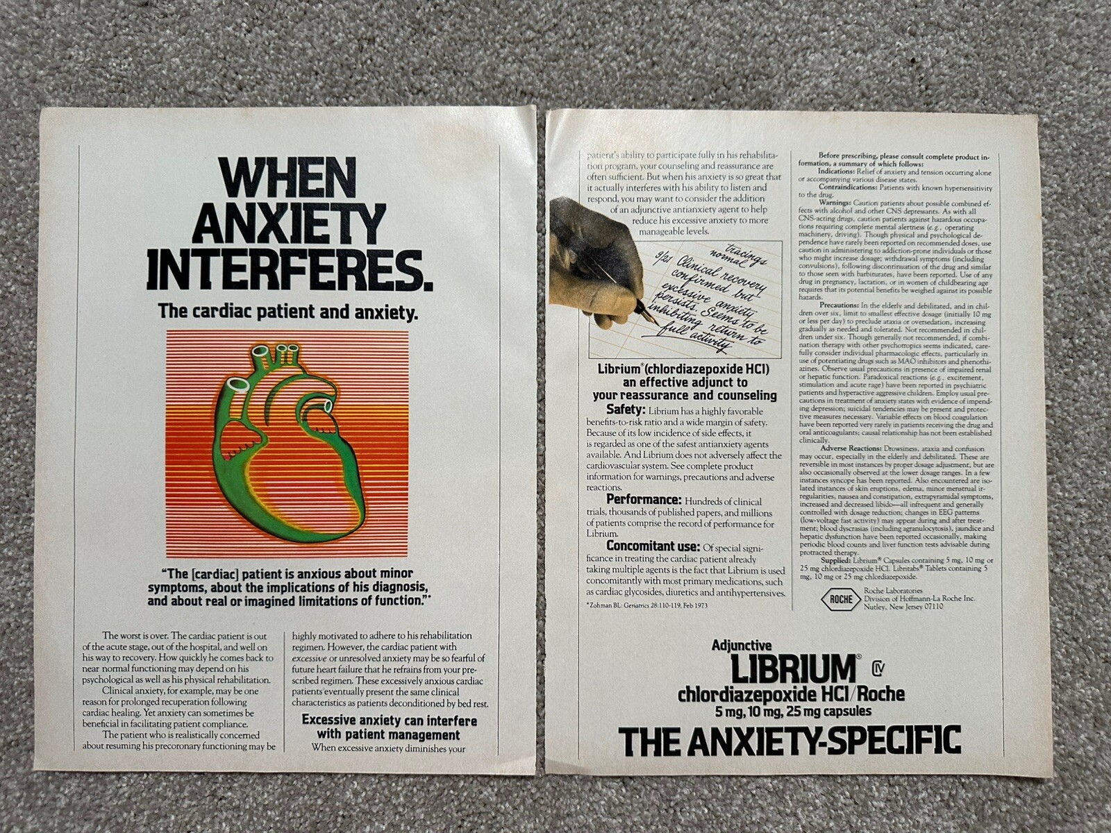 Vintage Librium Pharmaceutical 2 Page Magazine Advertisement