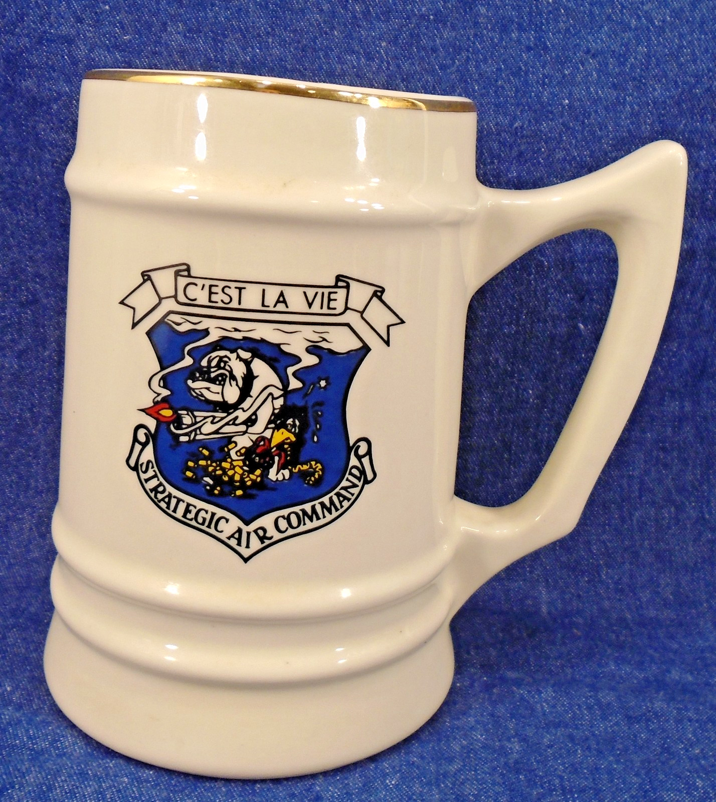 Vintage Strategic Air Command USAF Gunner Logo Military Ceramic Mug Tankard