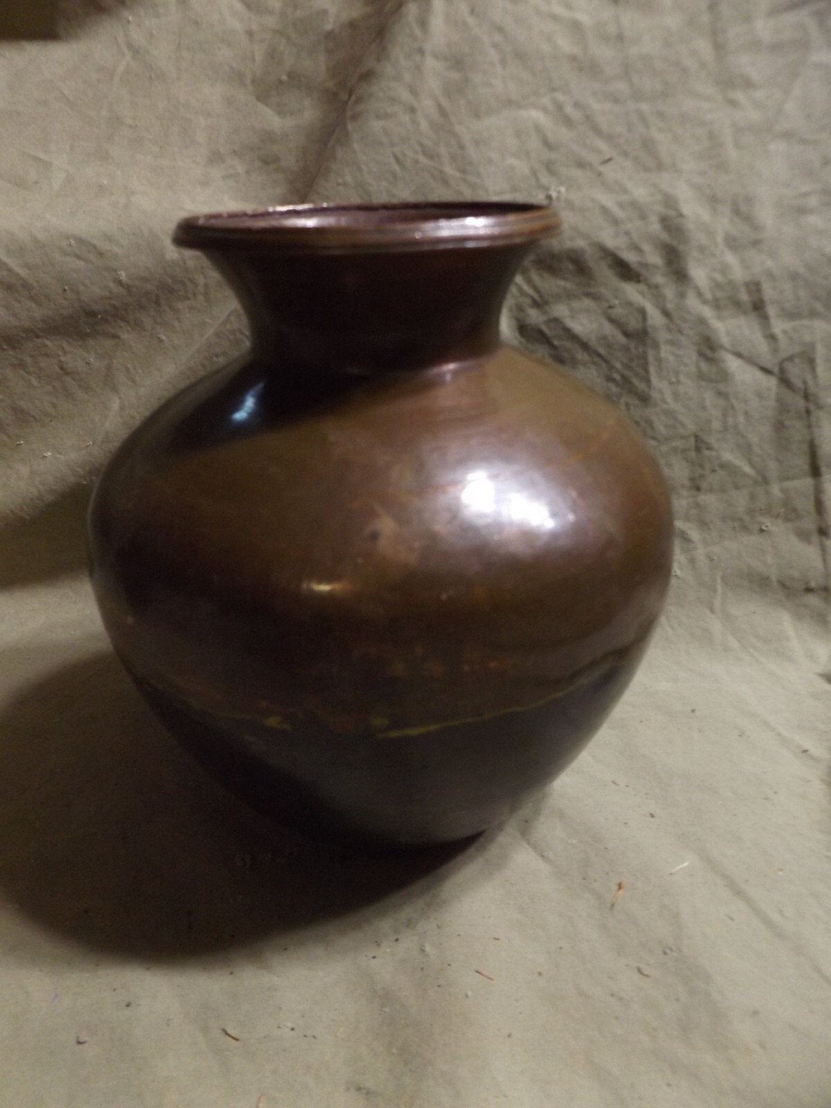 Primitive Antique Early 19th C Dovetailed Hammered Copper Vase 6x6\