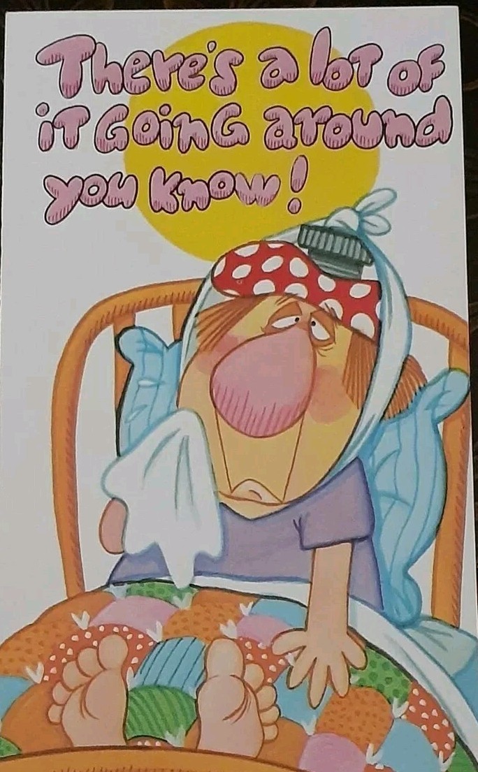 Unused Vintage Greeting Card ~ Carnicature Humor~Get Well Soon ~ Tall 9\