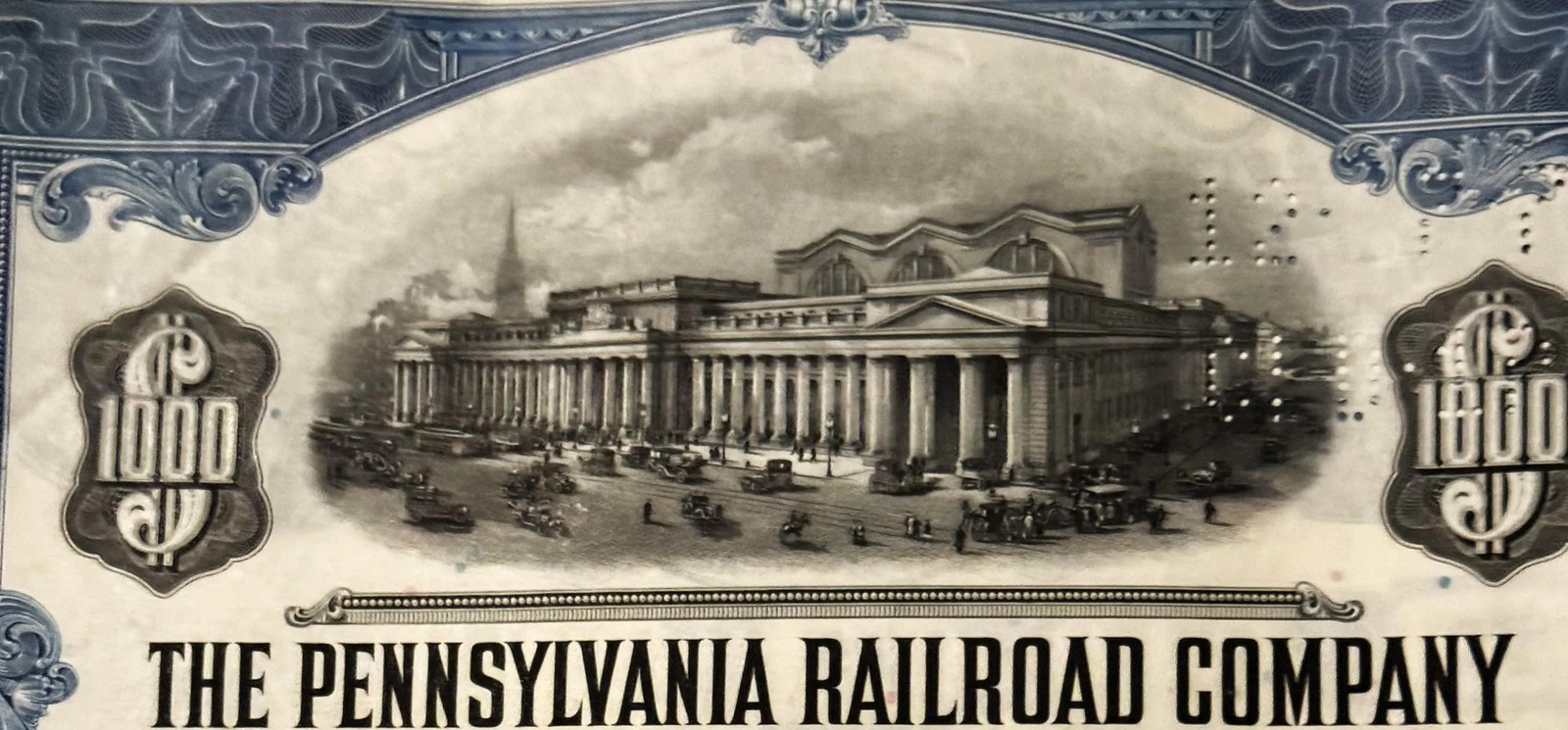 Vintage 1945 PRR Railroad Bond Certificate 📜 Penn Station Vignette, Coupons