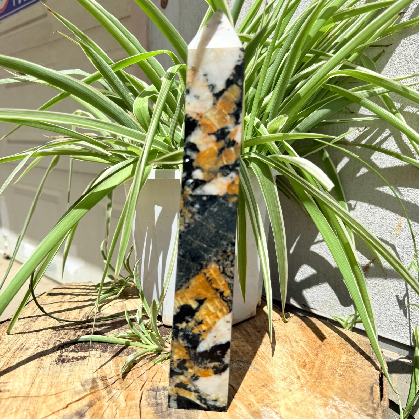 773g Natural Rare Yellow Tourmaline Black Orca With Topaz Point Crystal Healing