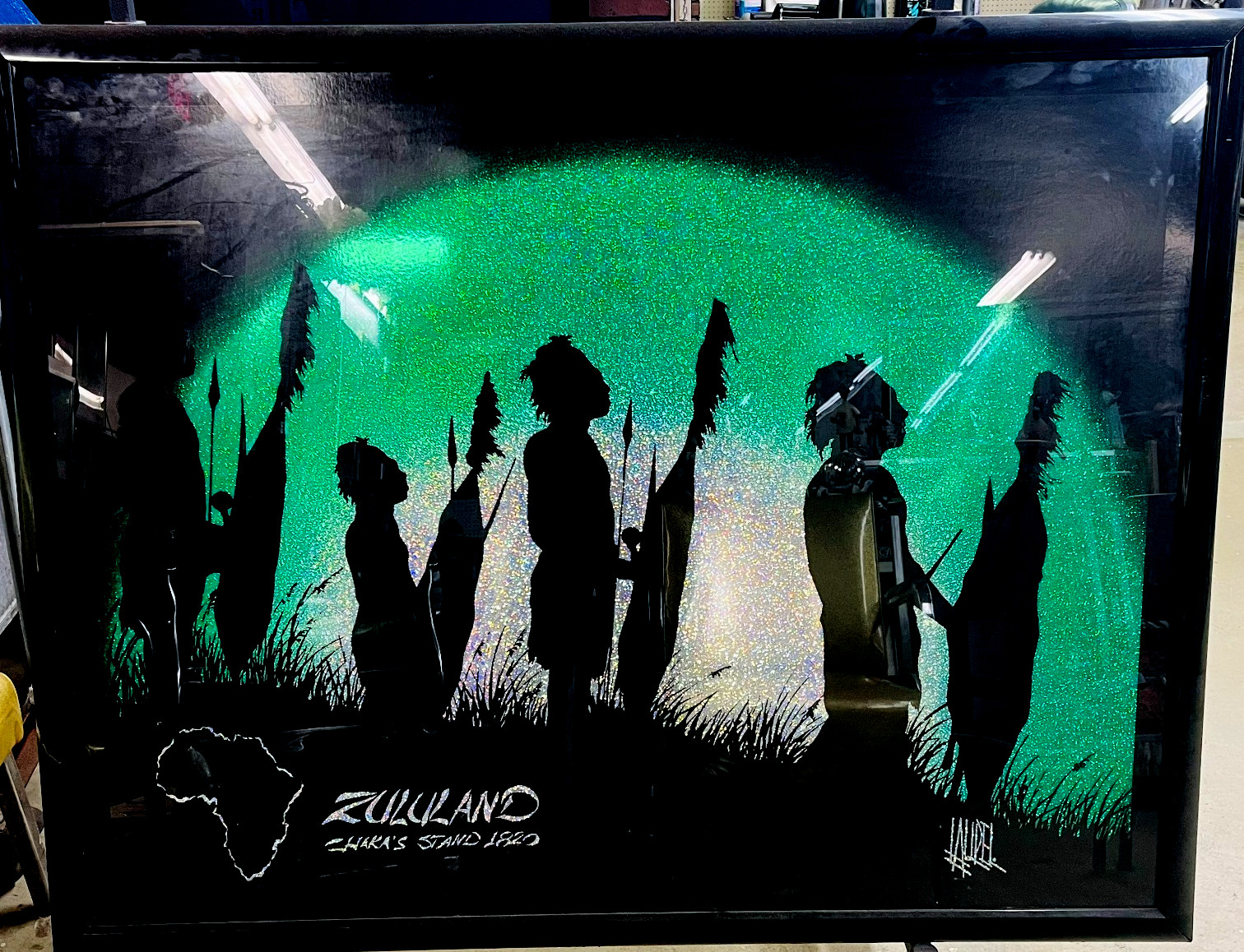 LARGE African Zulu Tribe Wall Art, Zululand Chaka's Stand 1820, FRAMED