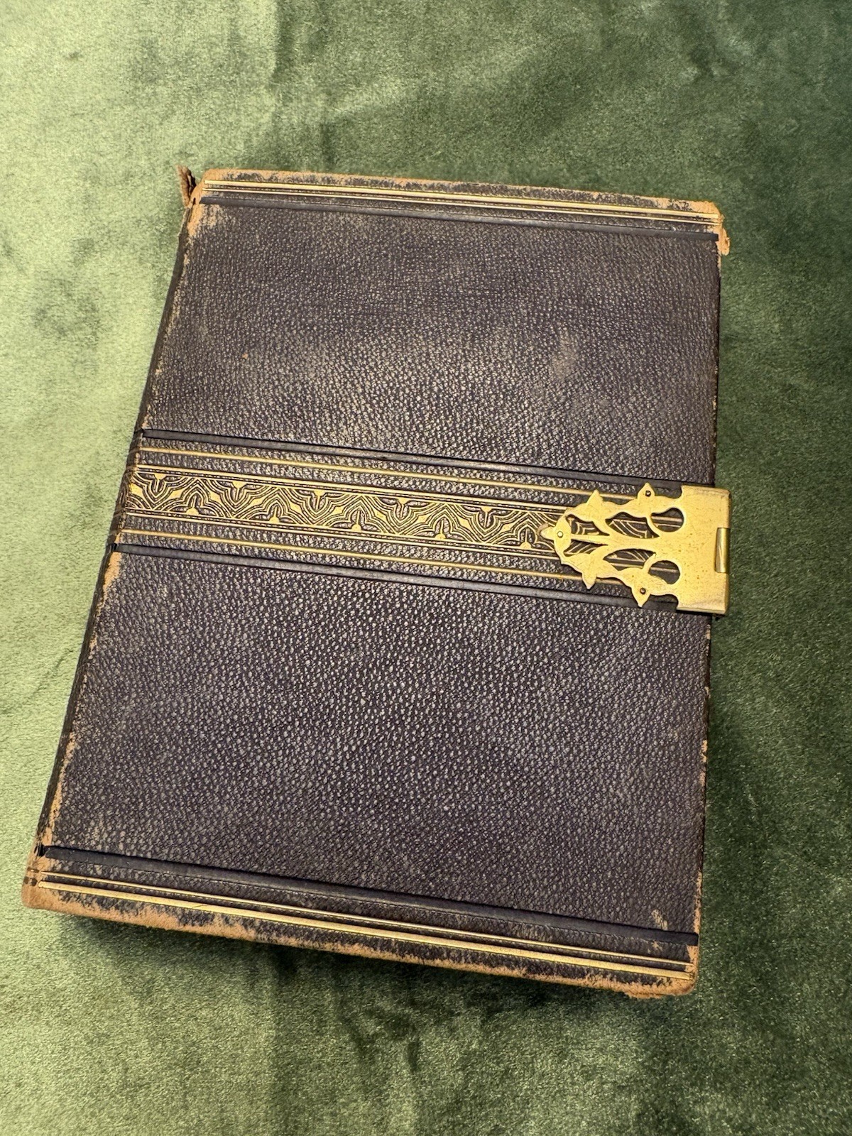 Antique 1870s Crest English Album With Heraldry Scrapbook Ephemera