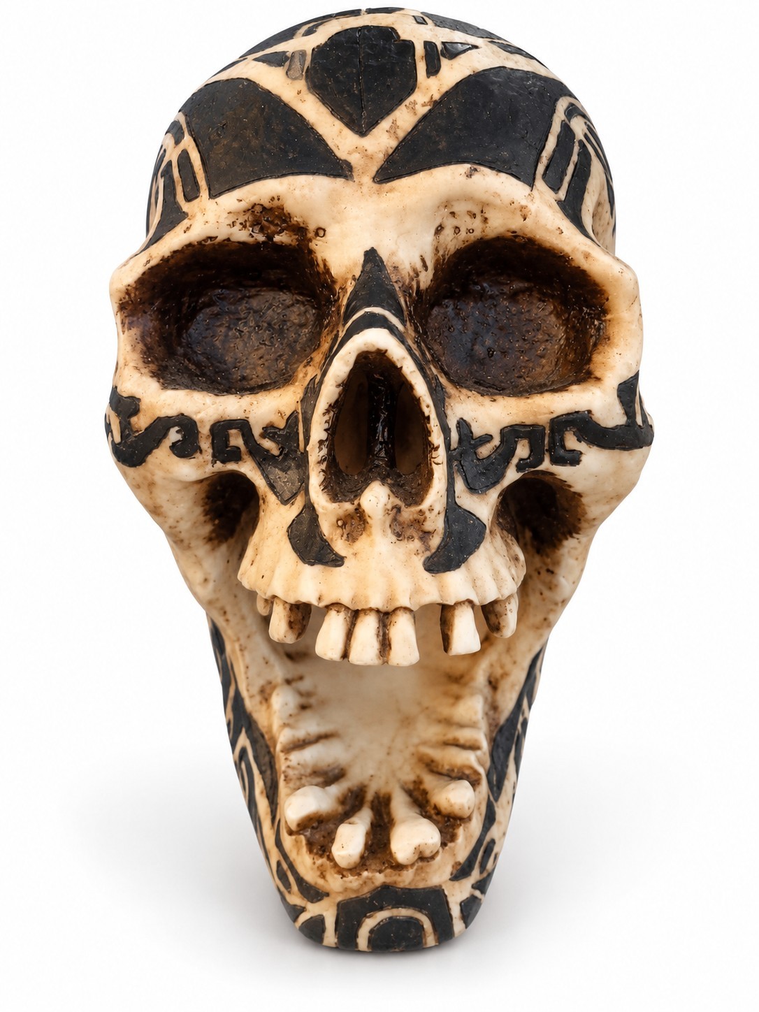 Vintage Veronese Realistic Tribal Human Skull Sculpture Statue Figurine Prop