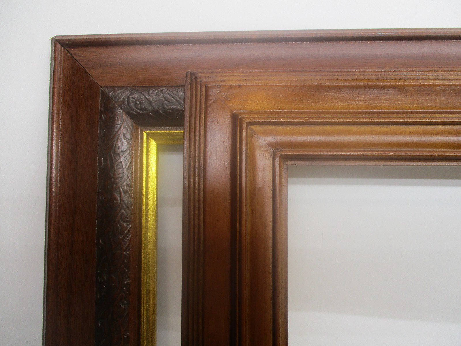 Lot Of 2 Large Vtg Solid Wood  Picture  Frames Fits 22