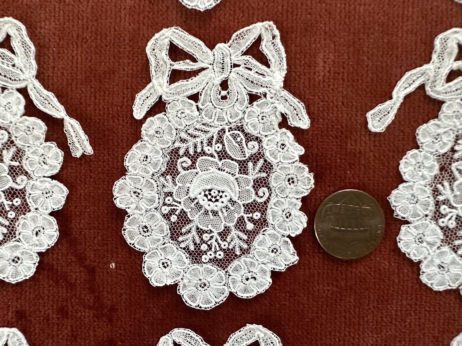 Antique Vtg Lace-HM BELGIAN BRUSSELS DUCHESSE POINT DE GAZE LACE APPLIQUE WREATH