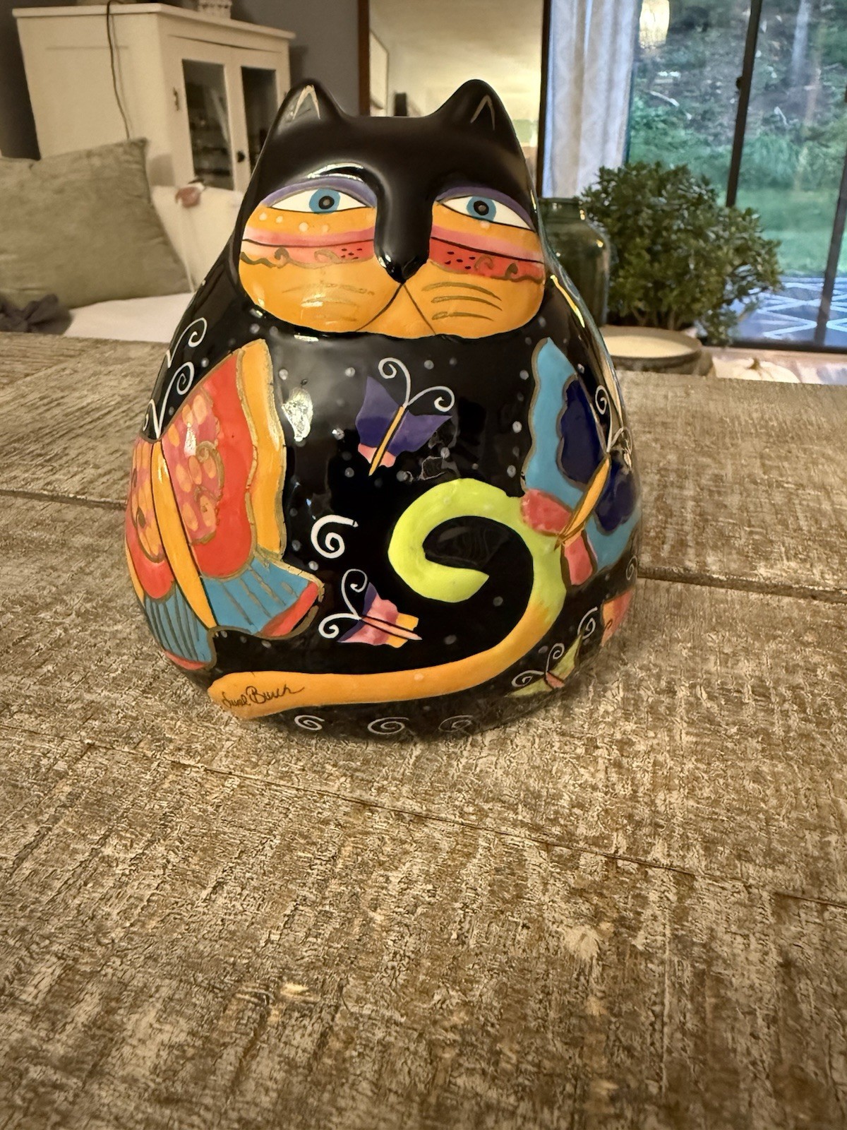 Laurel Burch Black Cat w/ Butterflies Bella Casa by Ganz 6\