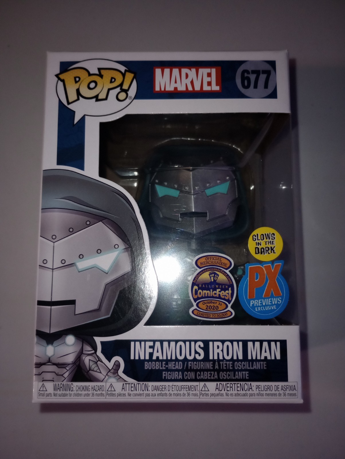 Funko Pop Marvel Infamous Iron Man #677 PX Comic Fest Glow A267