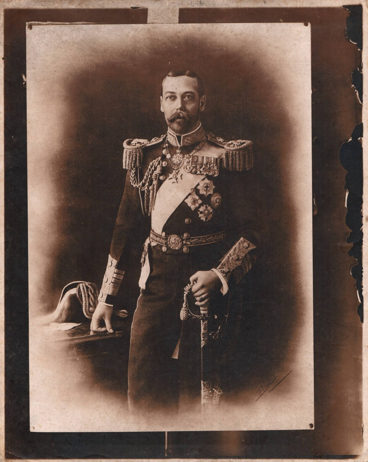 GREAT BRITAIN KING GEORGE V 1912 UNIFORM PORTRAIT TYPE I ORIG PHOTO MA3