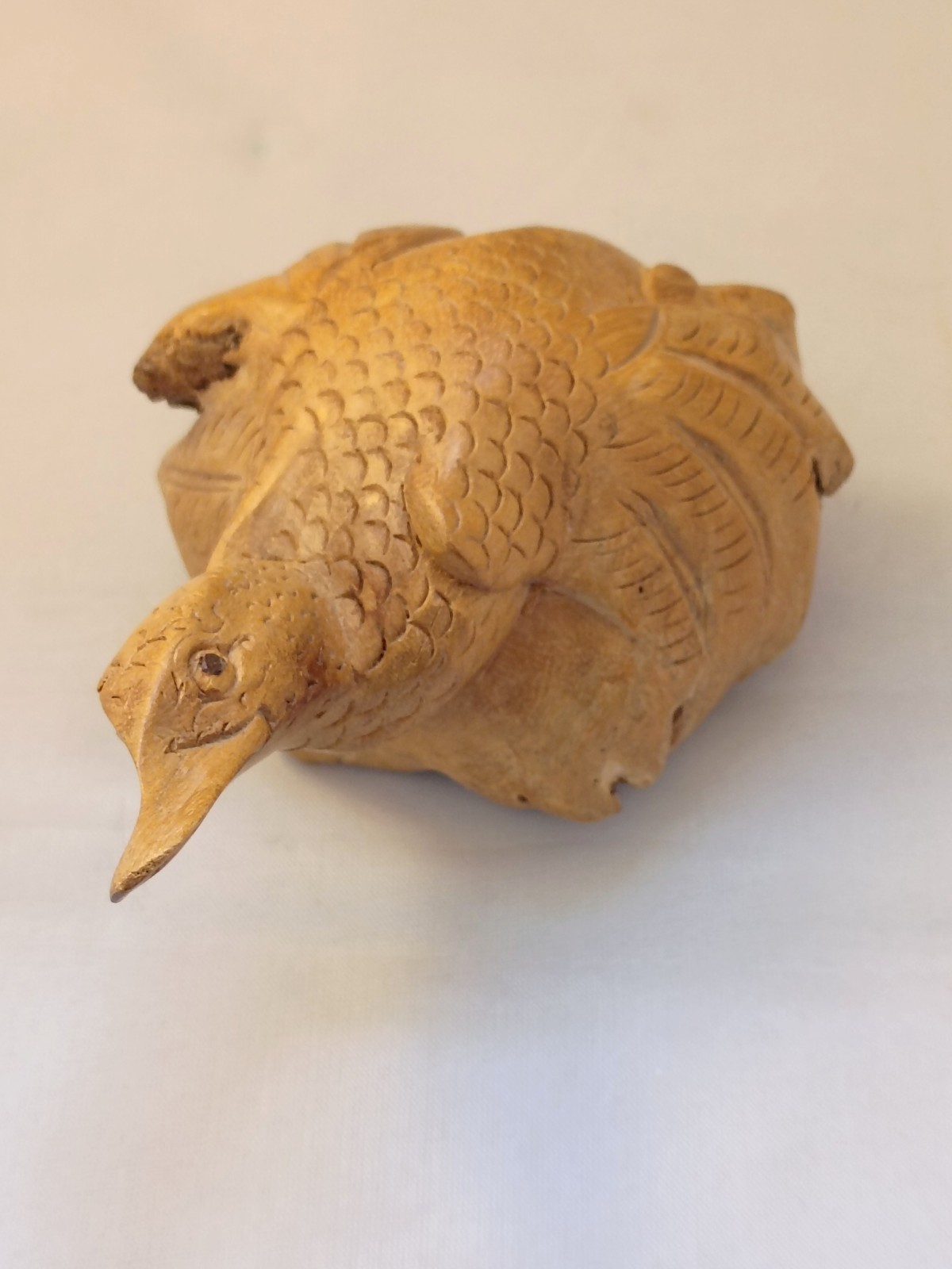 Vintage Hand Carved Burl Wood Duck Sculpture Artisan Folk Art 2.5\