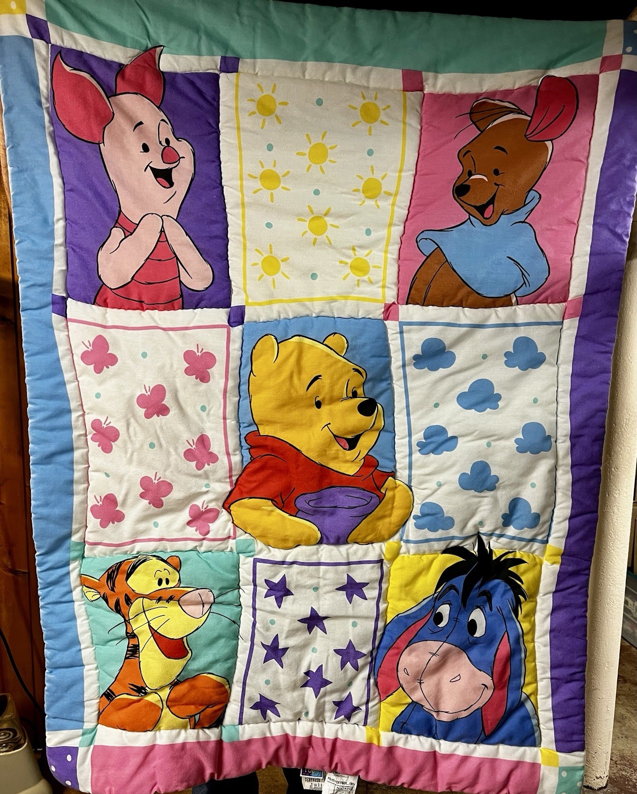 Disney’s Vintage Winnie the Pooh 1995 Patchwork Quilt Comforter Piglet Tigger