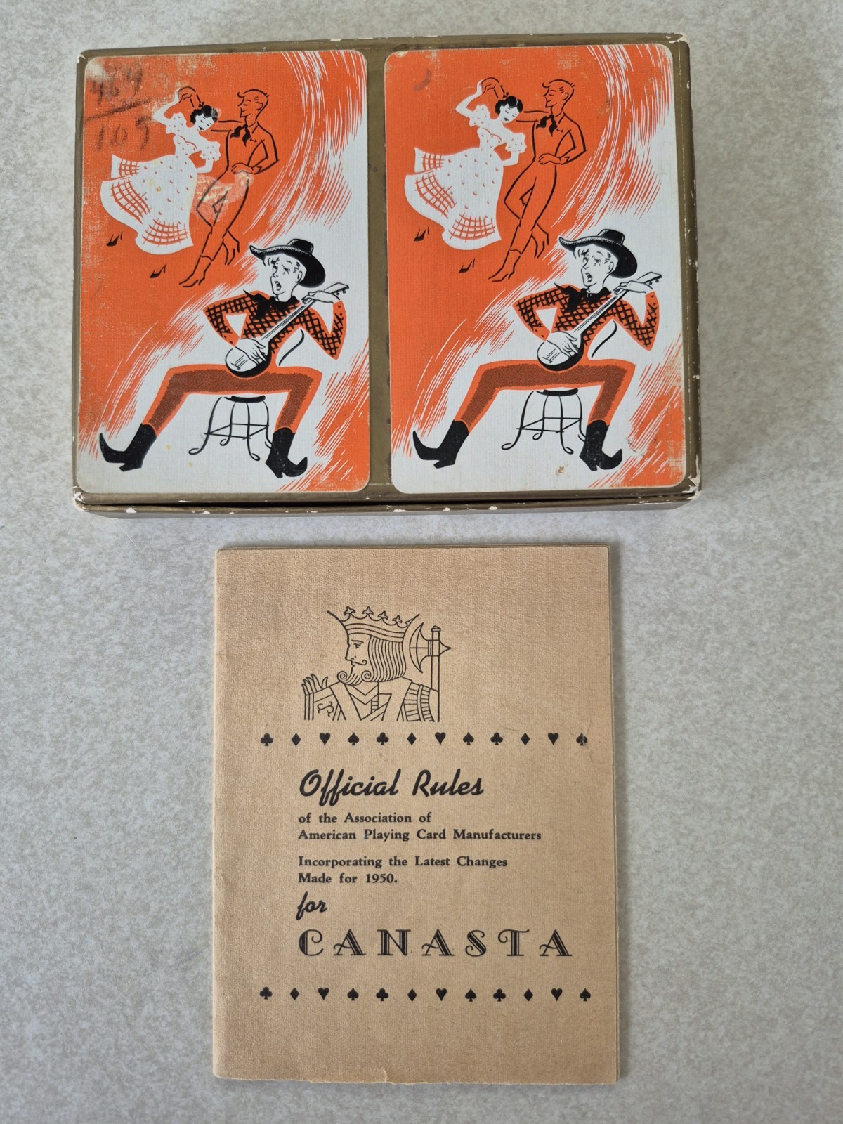 Vtg Hamilton Canasta Playing Cards Cowboy Western Dance Theme w/Rules Booklet