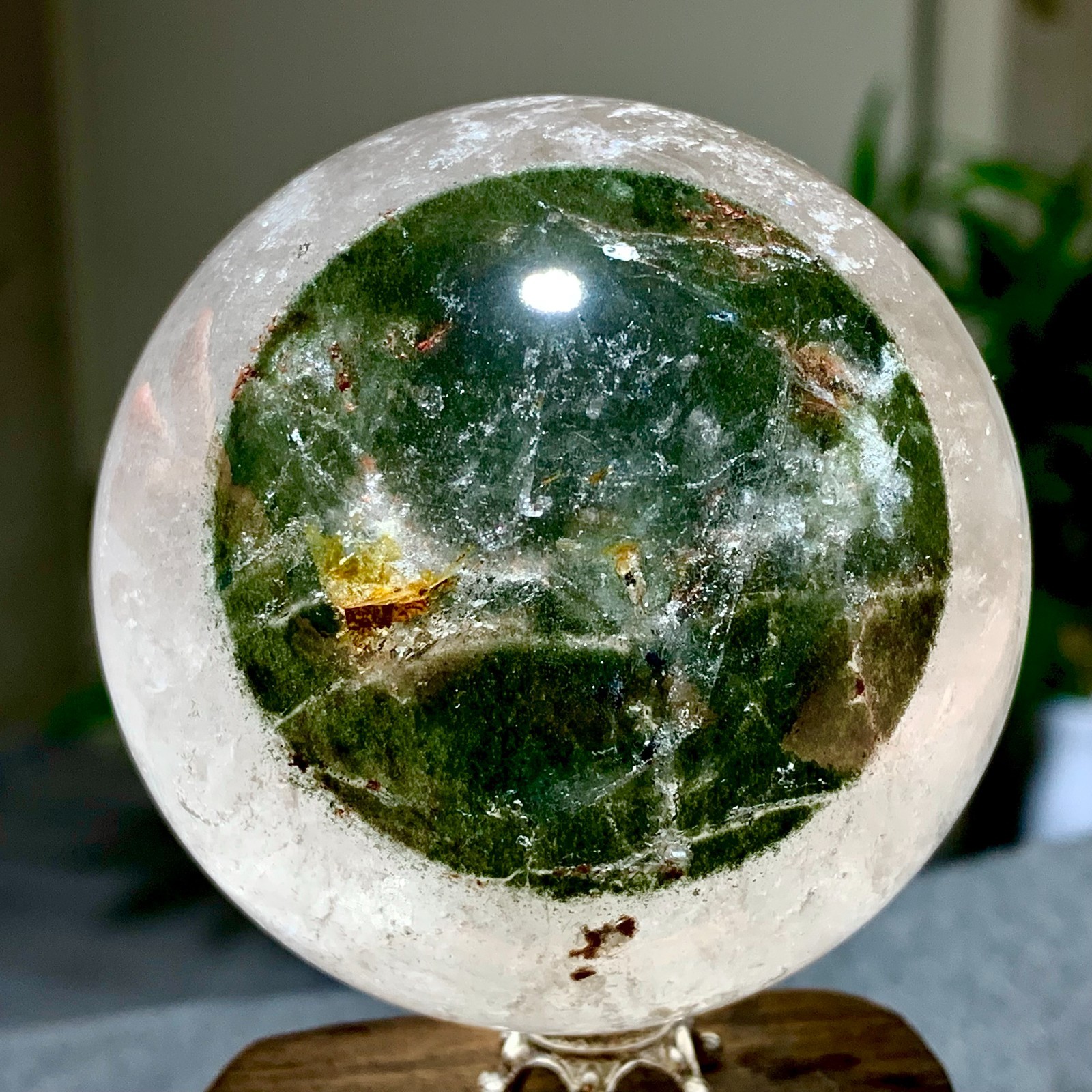 371G Natural Beautiful Higher Quality Garden Quartz Crystal Sphere Restoration