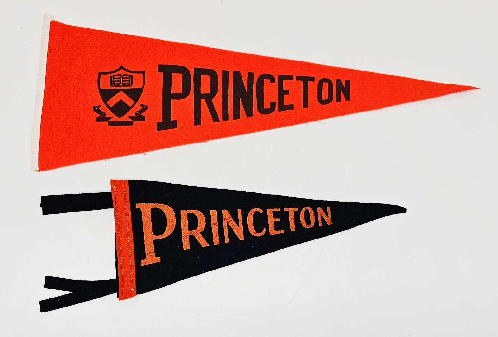 Princeton Univ Felted Pennant Flags Lot of 2 Vintage Ivy College Dorm Banners