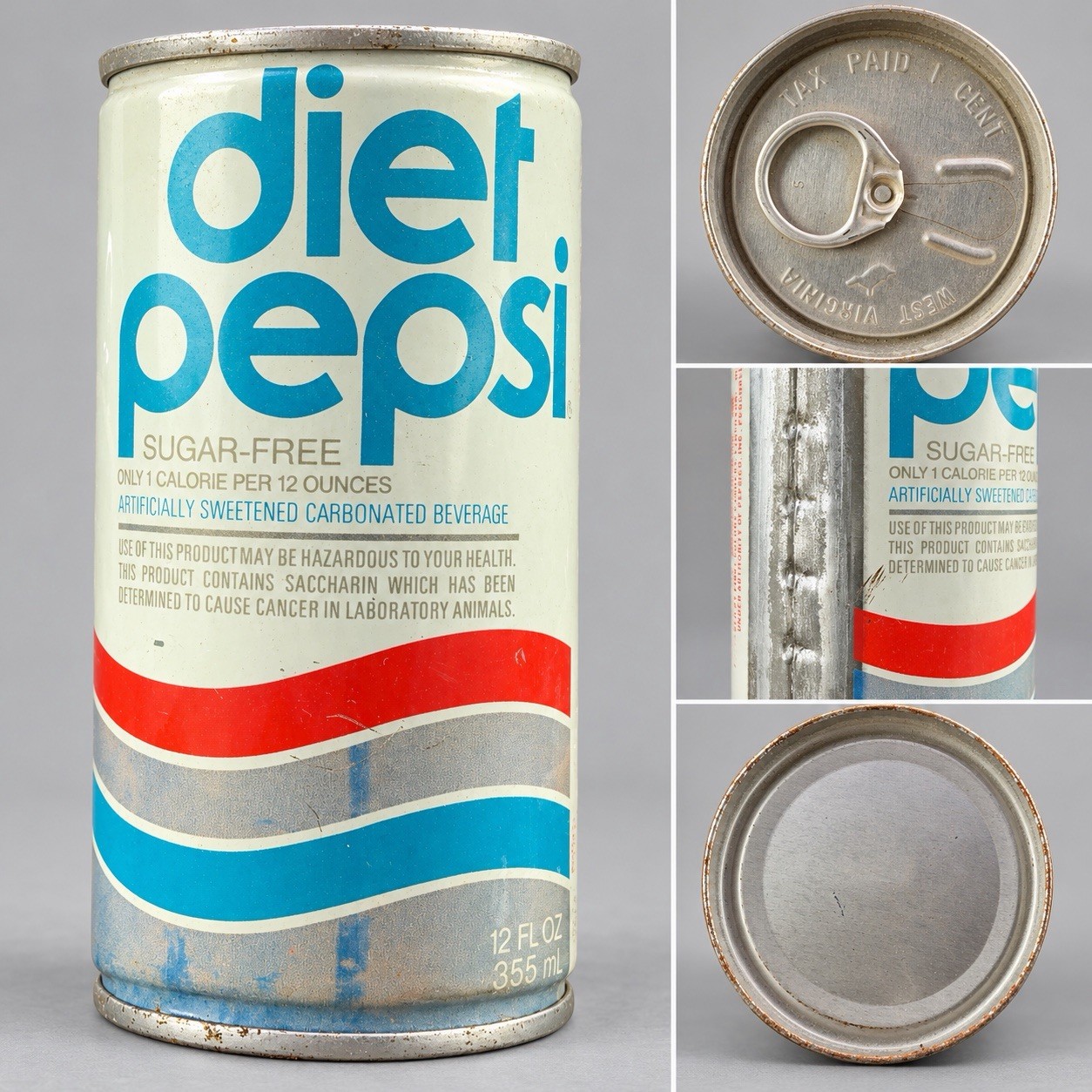 Vintage Diet Pepsi 12 Oz Empty Can Pull Tab Intact West Virginia Tax Stamp DR5