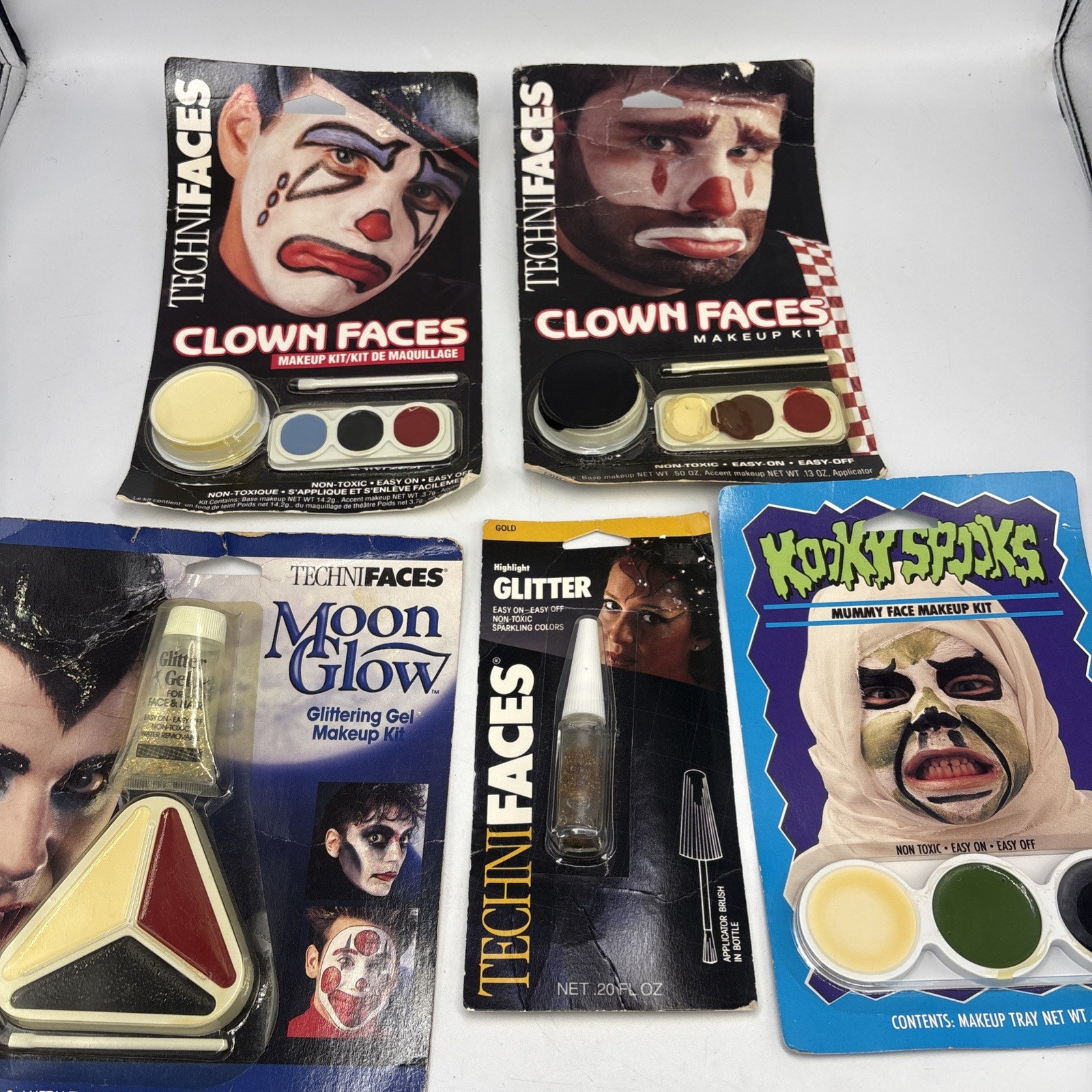 4 Vintage 1980s/90s TECHNIFACES & 1 Kooky Spooks Halloween Make Up Kits NOS
