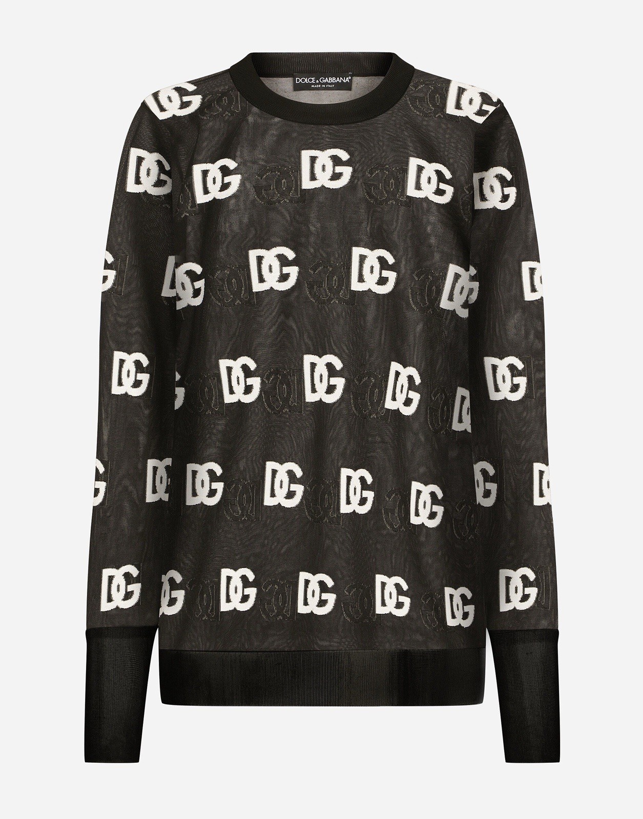 Dolce & Gabbana Women\'s Black/White Mesh DG Logo Pullover Sweatshirt S $3,445